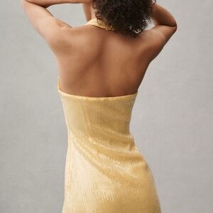 Anthropologie yellow sequin dress